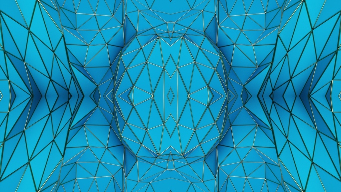 【4K时尚背景】蓝色几何图形3D暖场空间