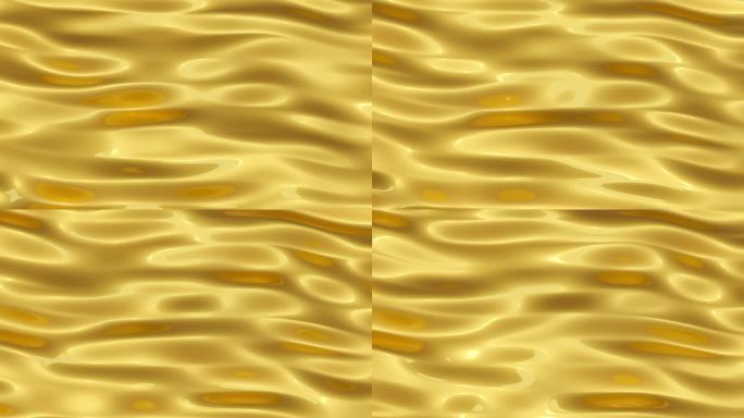 黄金液体特写缓慢流动金色流体波浪无缝循环