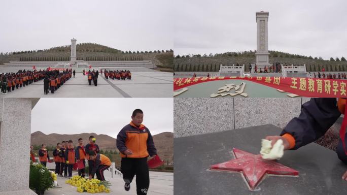 清明节 小学生 扫墓献花纪念英雄烈士