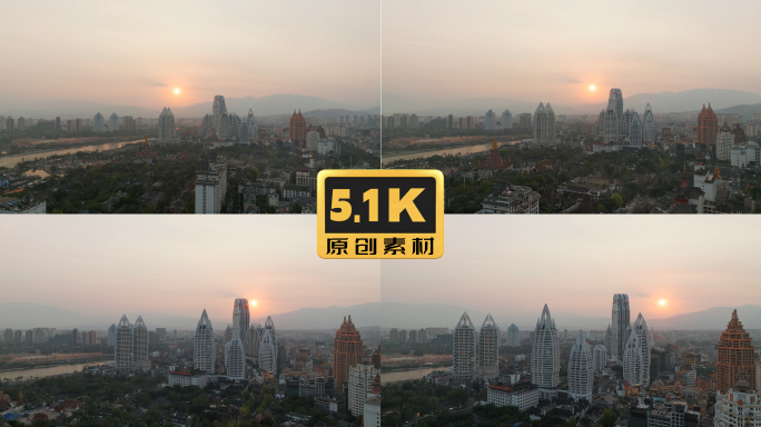 5K-版纳景洪告庄日落，景洪告庄航拍