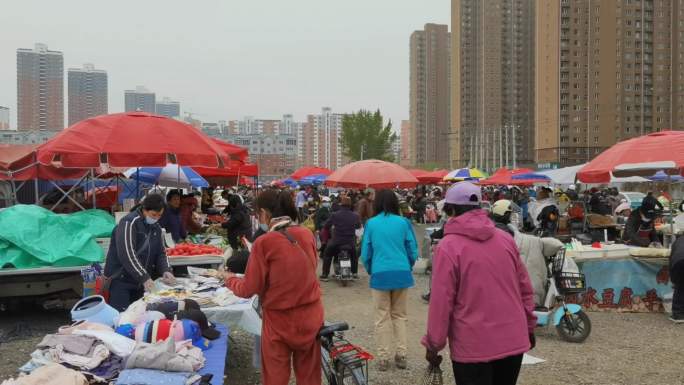 城中村早市菜市场视频素材 晚市 农村大集