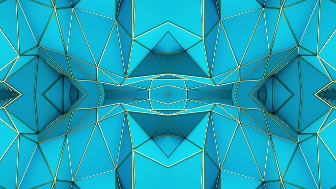 【4K时尚背景】蓝色3D几何立体空间视觉