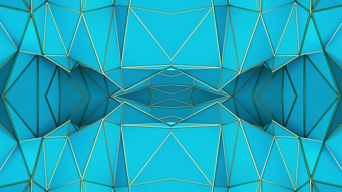 【4K时尚背景】蓝色3D几何立体空间视觉