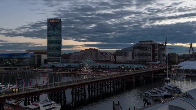 悉尼达令港的日夜时光倒流