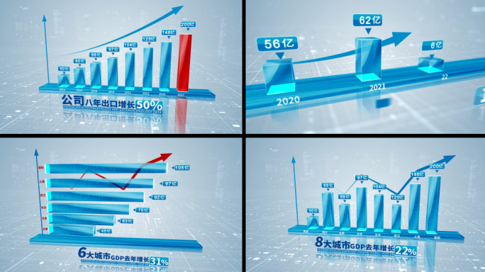 简洁科技企业数据柱状图AE模板
