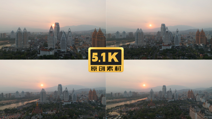 5K-西双版纳日落，版纳告庄日落航拍