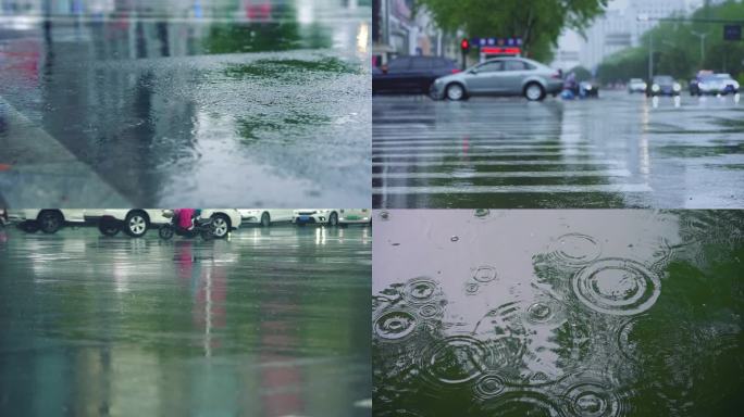 春雨中城市