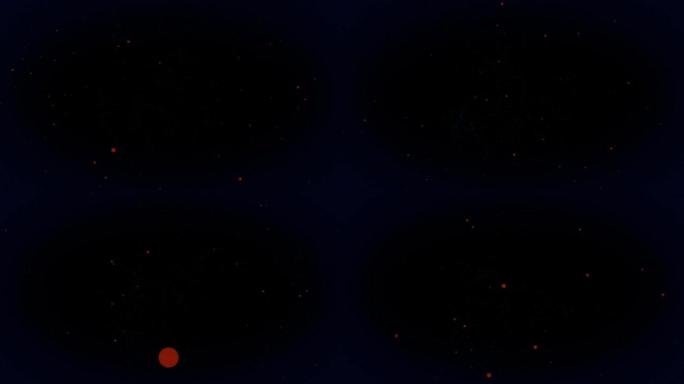 黑色背景上移动红点的连接闪烁网络动画