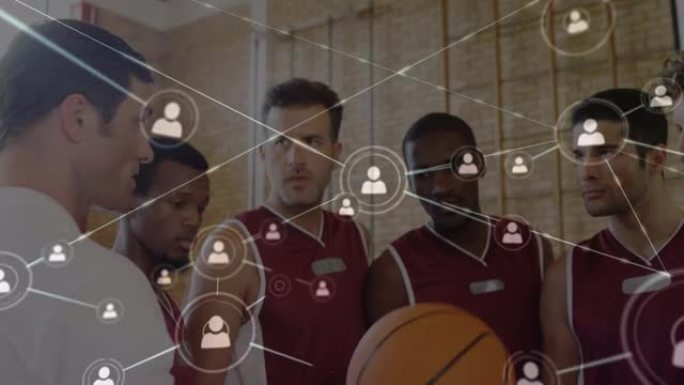 篮球比赛中连接网络的动画