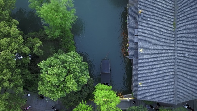 航拍江南水乡乌镇古镇夜景