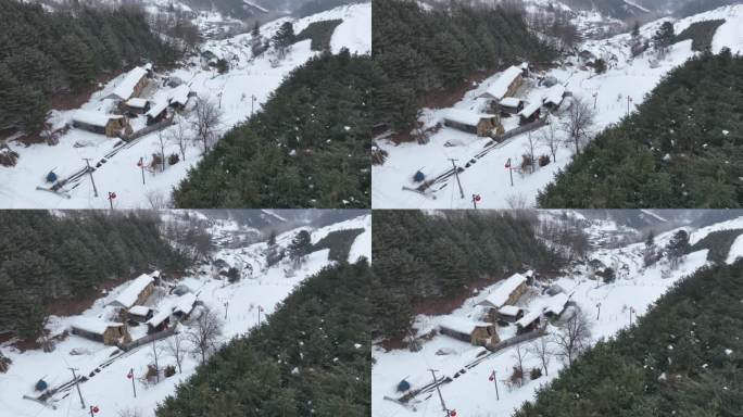 原创吉林白山临江市松岭雪村雪景风光航拍