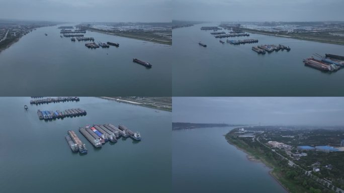 湖北宜昌红港货运码头4K航拍