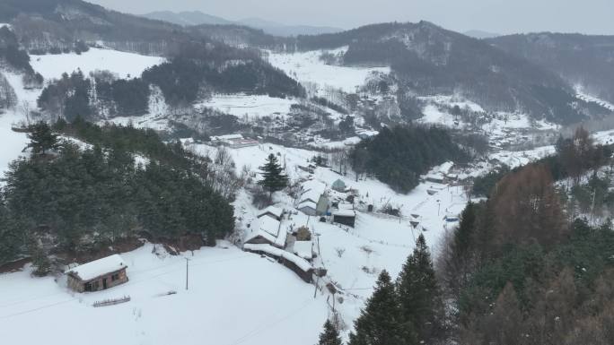 原创吉林白山临江市松岭雪村雪景风光航拍