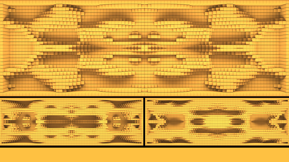 【裸眼3D】明黄立体矩阵方块凹凸艺术空间