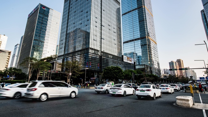 深圳金融中央商务区城市街景马路交通