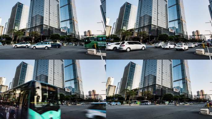 深圳金融中央商务区城市街景马路交通