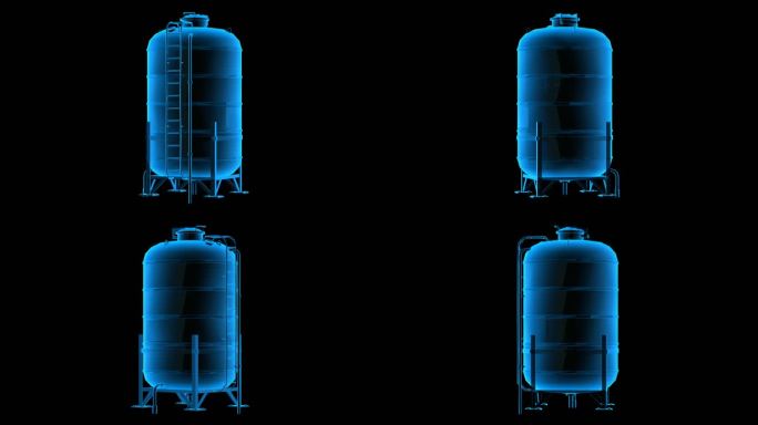 储水箱蓝色全息科技通道素材