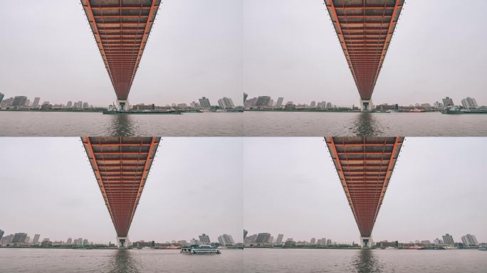 上海南浦大桥底与江上船舶延时摄影