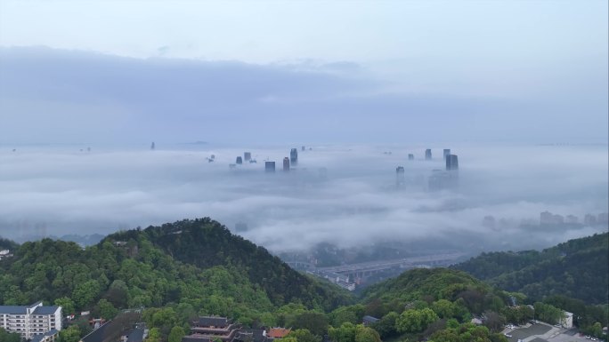 多角度航拍重庆平流雾雾都重庆宣传片片头