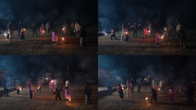 过年 放烟花 玩烟花 过年氛围 新年春节