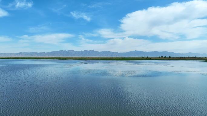 湿地 湖泊 水天一色 碧蓝 蓝天 湖面