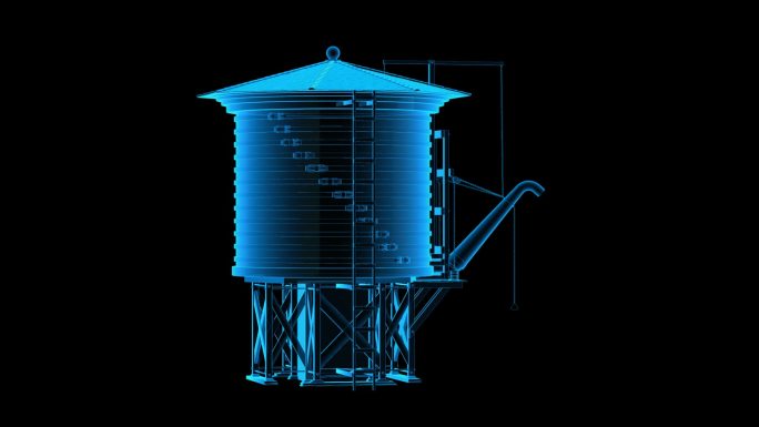 储水箱蓝色全息科技通道素材