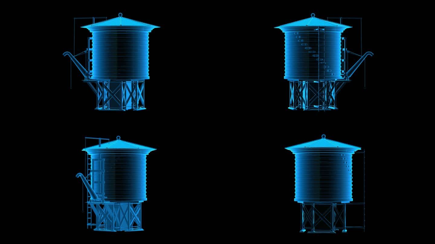 储水箱蓝色全息科技通道素材