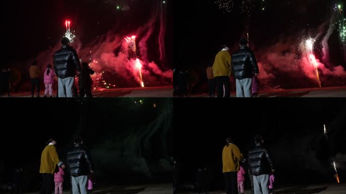 过年 放烟花 玩烟花 过年氛围 新年春节
