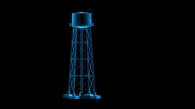 储水箱蓝色全息科技通道素材