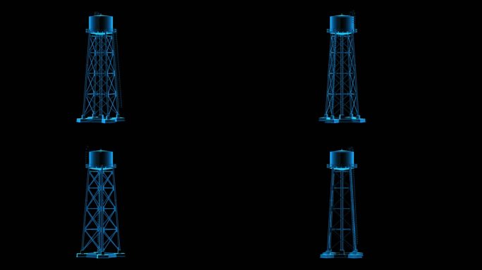 储水箱蓝色全息科技通道素材