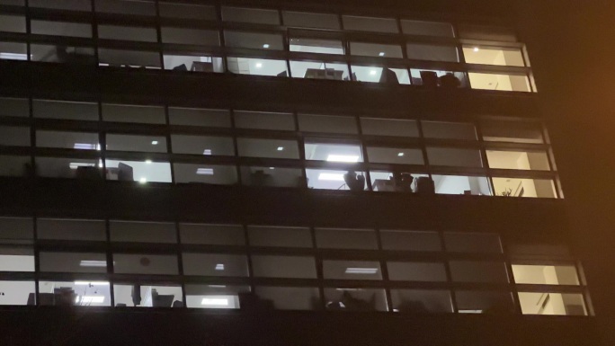 深夜晚上夜灯灯光 夜晚亮灯夜景窗外大楼