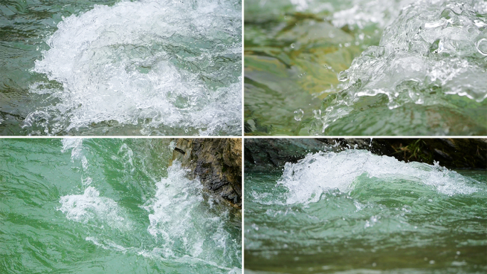 清澈溪水河水山泉水矿泉水纯净水山泉慢动作