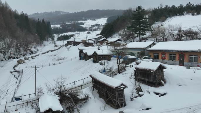 原创吉林白山临江市松岭雪村雪景风光航拍