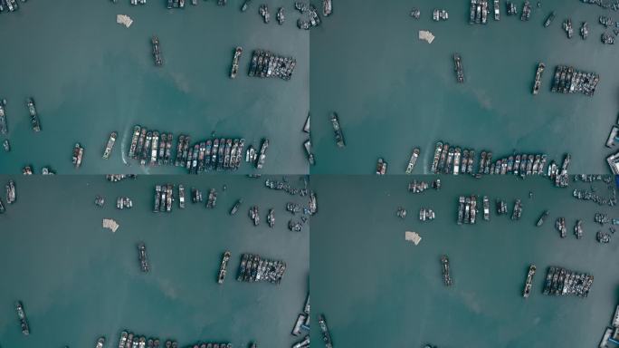 俯拍连江县海边的渔船