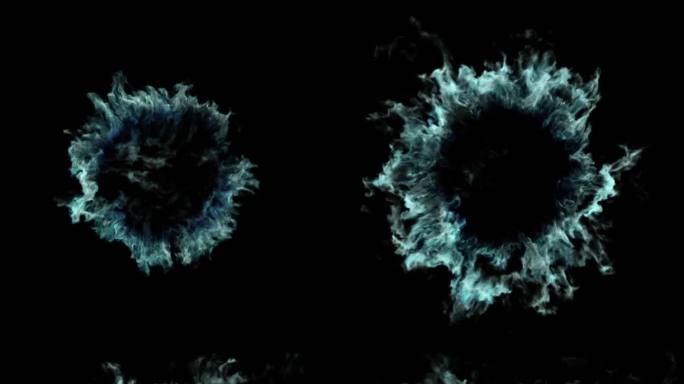粒子烟雾嘭一下子炸开标题背景蓝色烟雾圈