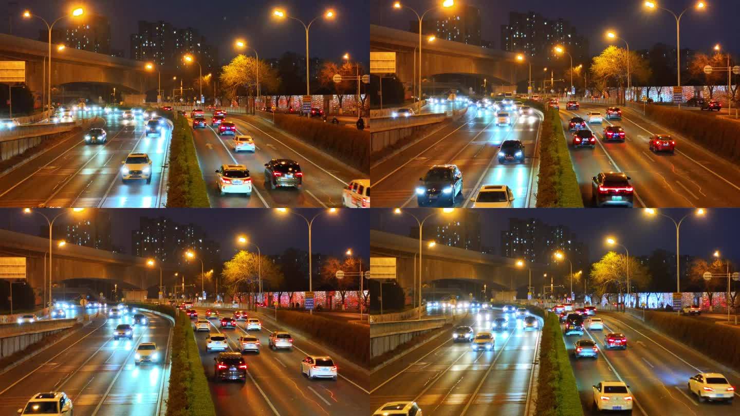 延时摄影：北京夜晚左安门东二环车流