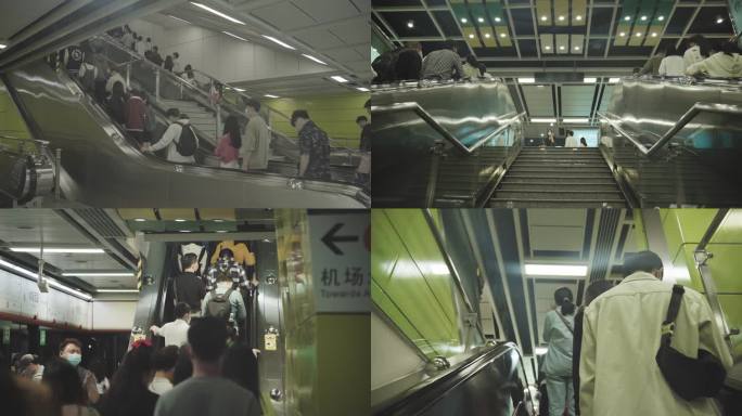 4K广州地铁三号线体育西路站里拥挤的人
