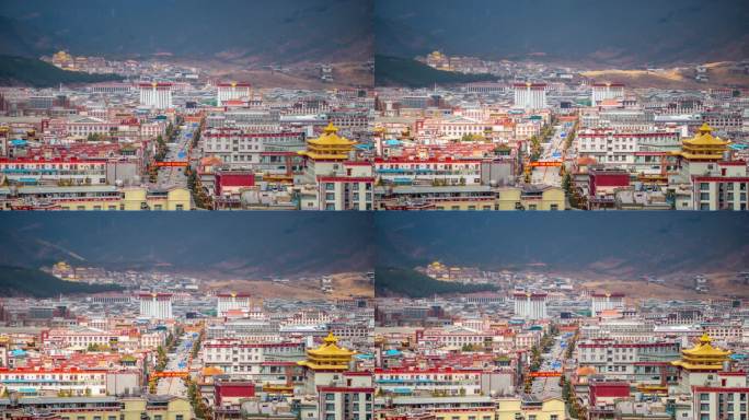 8k香格里拉市区延时藏族建筑