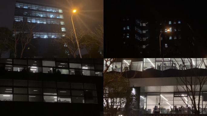 窗外大楼亮灯晚上 灯光深夜夜灯夜晚夜景