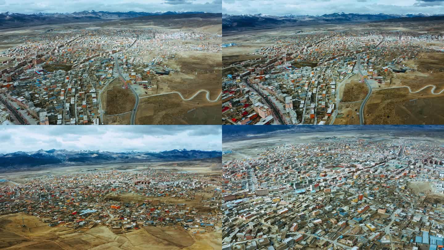 甘孜州理塘县航拍天空之城世界高城4k