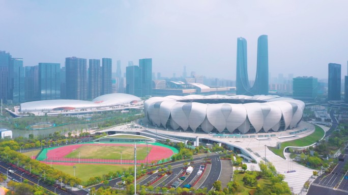 2023最新杭州奥体中心航拍