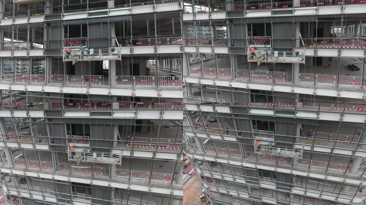 高楼上工作的建筑工人