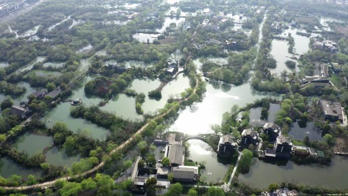 4K航拍杭州5A级风景区西溪湿地