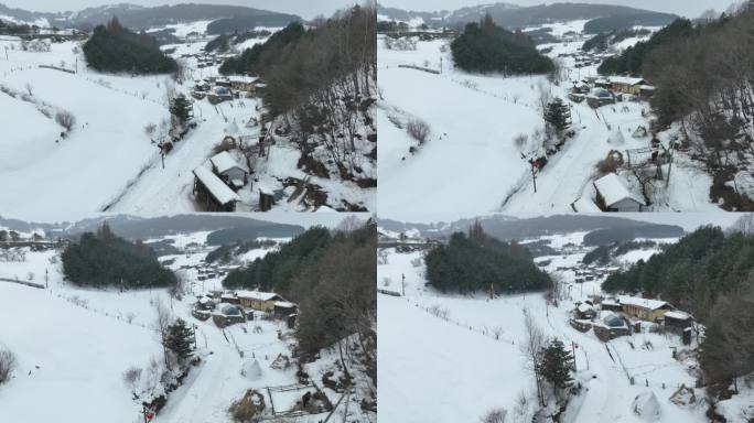 原创吉林白山临江市松岭雪村雪景风光航拍