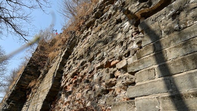 山海关城墙古长城破损细节墙砖古城墙石头