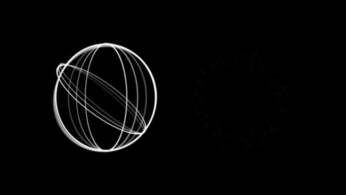 黑色背景下抽象圆形环形旋转的数字动画