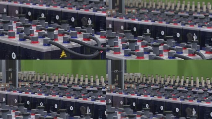 一排排工业蓄电池。用于备用或不间断电源的房间。