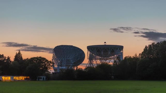 Jodrell Bank雷达天文台实验站洛弗尔望远镜日落