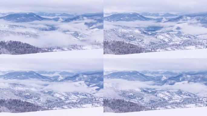 来自great heigh童话山景观，白雪覆盖了高山尖峰。狂野的冬天未受影响的自然俄罗斯瑞士阿尔卑斯