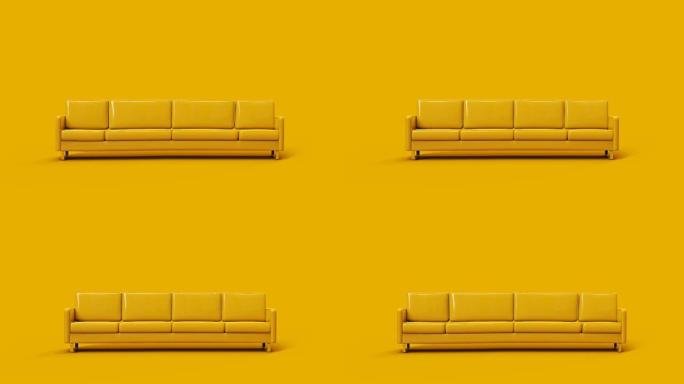 黄色沙发运动膨胀。三维渲染